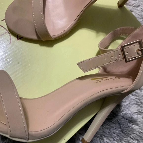 Glaze Nude Heels Ankle Strap Stiletto Open‎ Toe Party Shoes - Picture 5 of 6